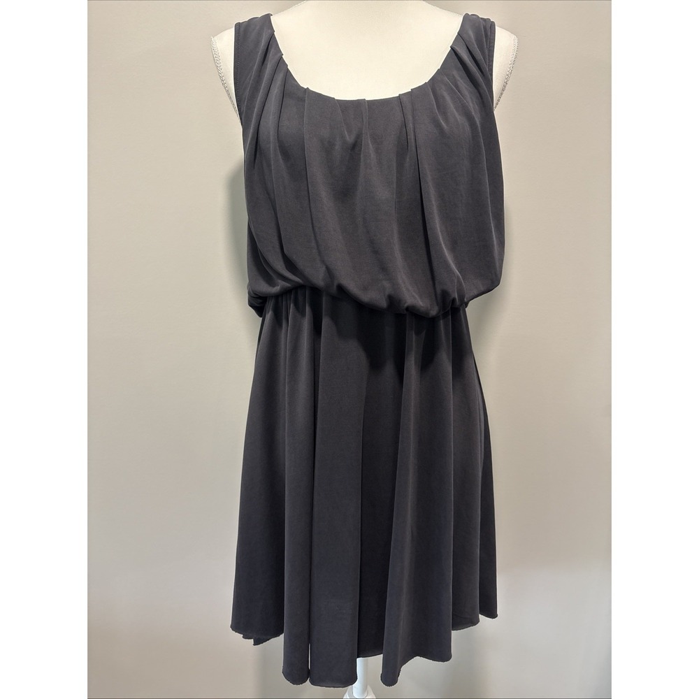 FREE PEOPLE Modal Mini Dress Womens Medium Open Tie Back Blouson Bodice Jersey